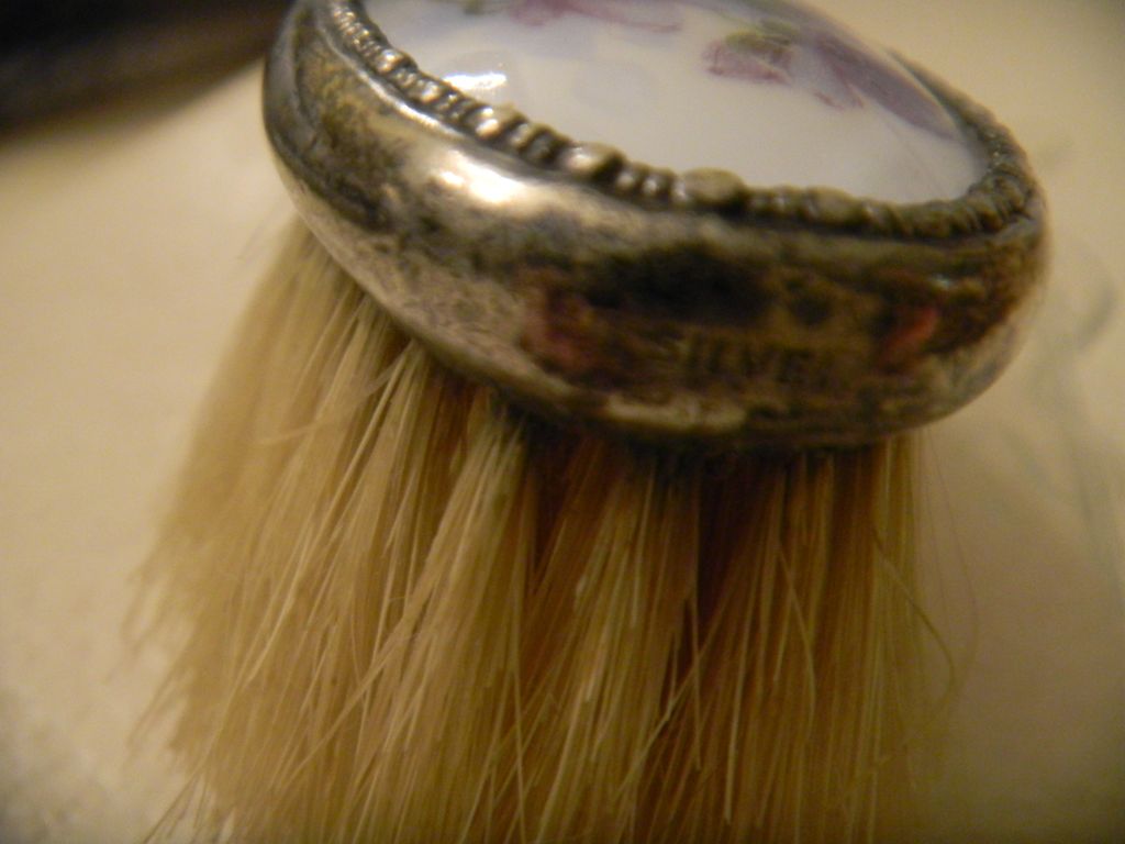 Silver Little Girl's Brush with Porcelain Inset Silver Little Girl's Brush with Porcelain Inset