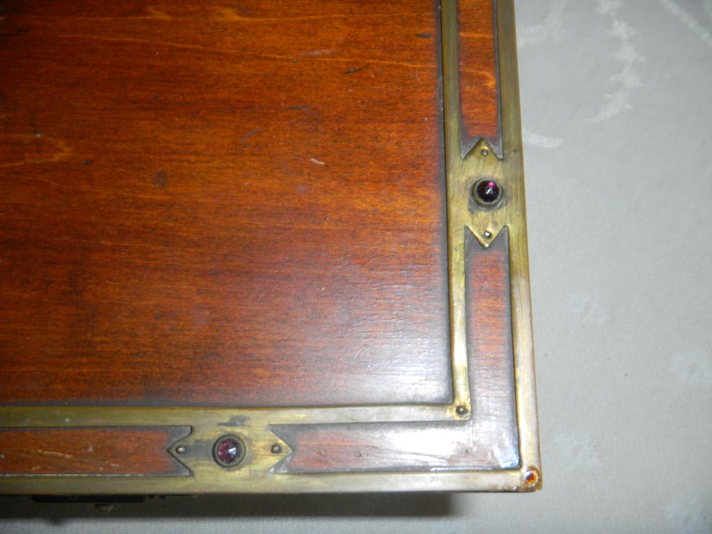 Edwardian English Mahogany Jeweled Collar Box Edwardian English Mahogany Jeweled Collar Box