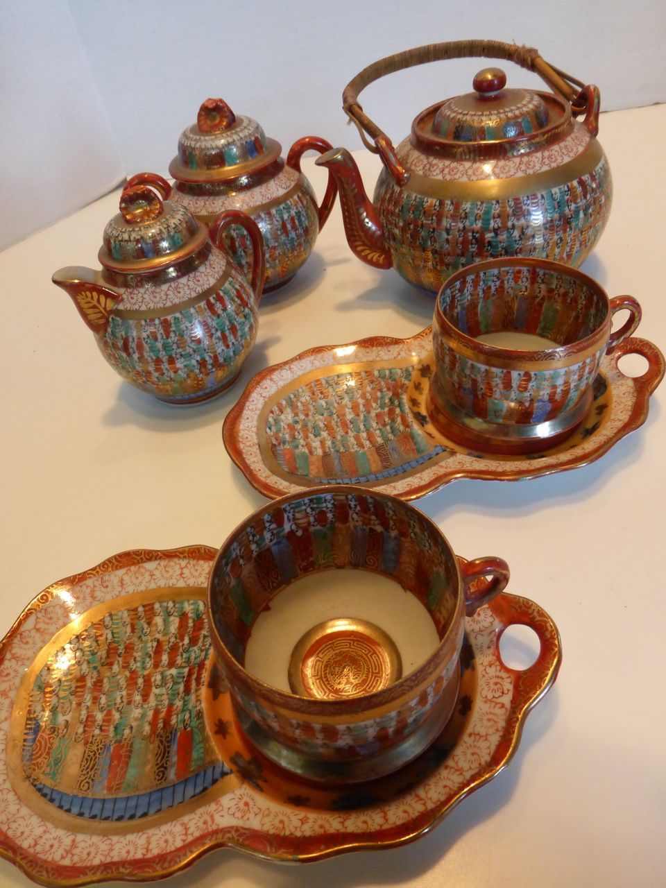 Antique Japanese Porcelain THOUSAND FACES Tea Set from historique on Ruby Lane