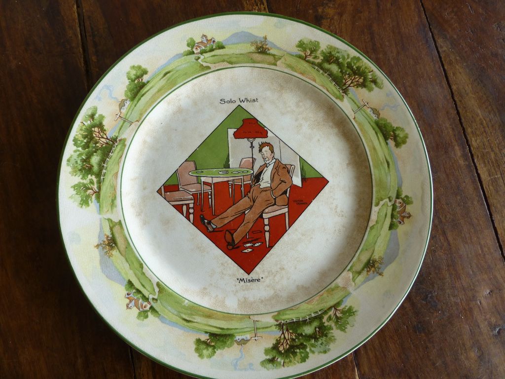 Antique Warwick Ware "Solo Whist Misere" Plate England Antique Warwick Ware "Solo Whist Misere" Plate England