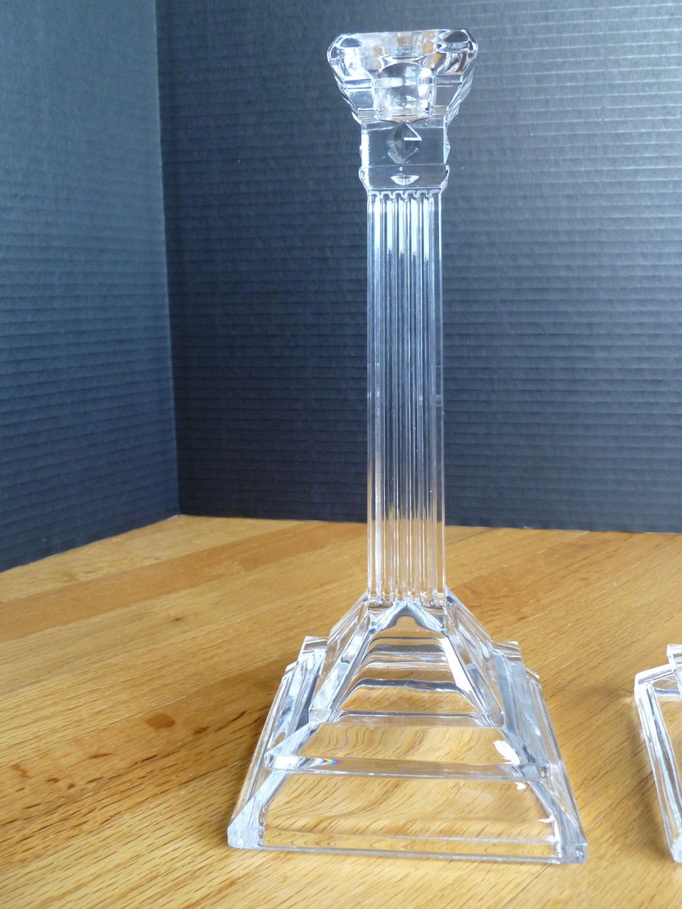 Stunning Art Deco Tall Glass Candlesticks from historique on Ruby Lane