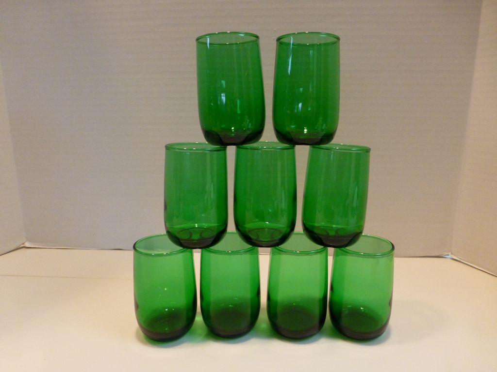 Anchor Hocking Small Tumblers Emerald Forest Green Set of 9 Anchor Hocking Small Tumblers Emerald Forest Green Set of 9