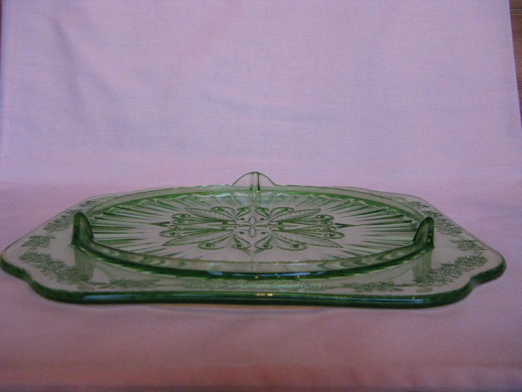 Depression Glass Green Adam Cake Plate Depression Glass Green Adam Cake Plate