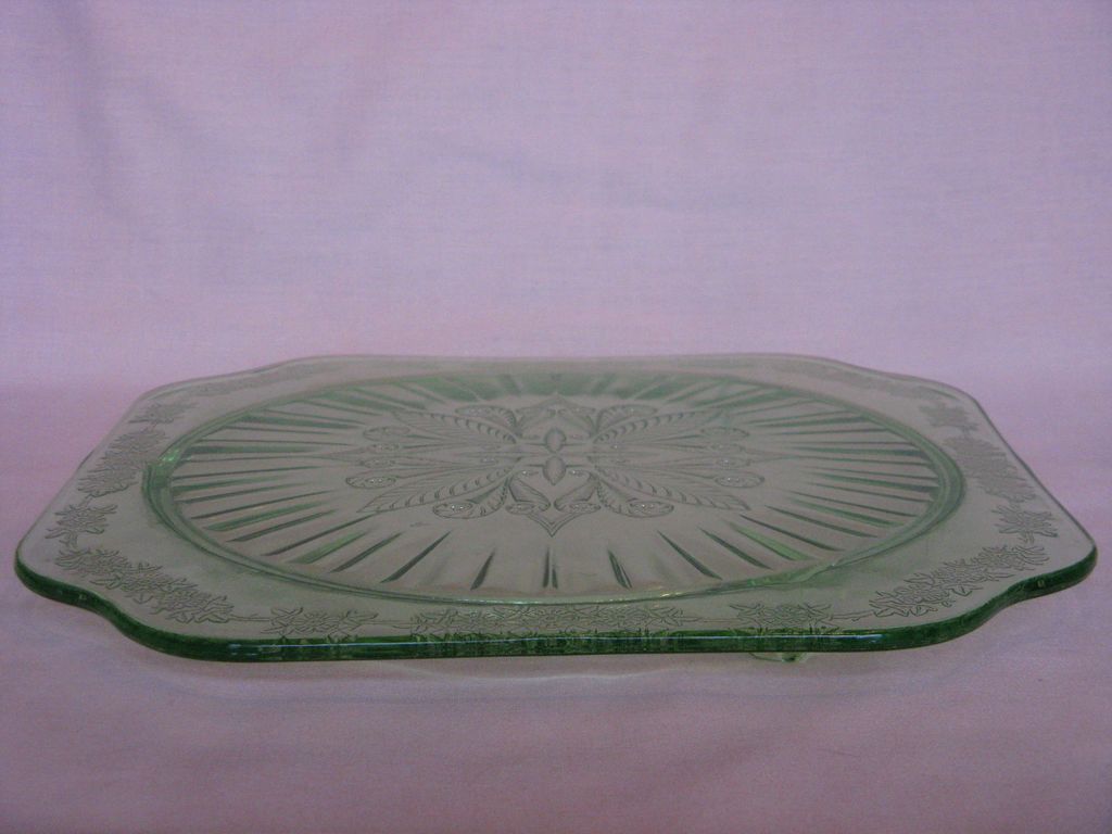 Depression Glass Green Adam Cake Plate Depression Glass Green Adam Cake Plate
