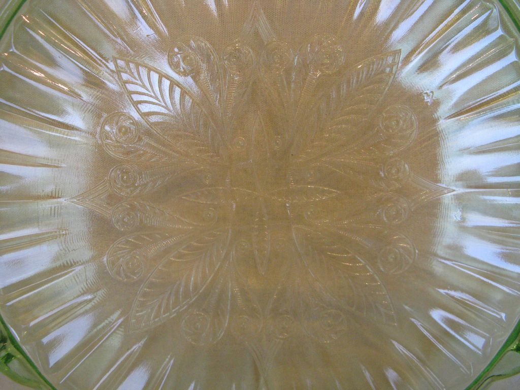 Depression Glass Green Adam Cake Plate Depression Glass Green Adam Cake Plate