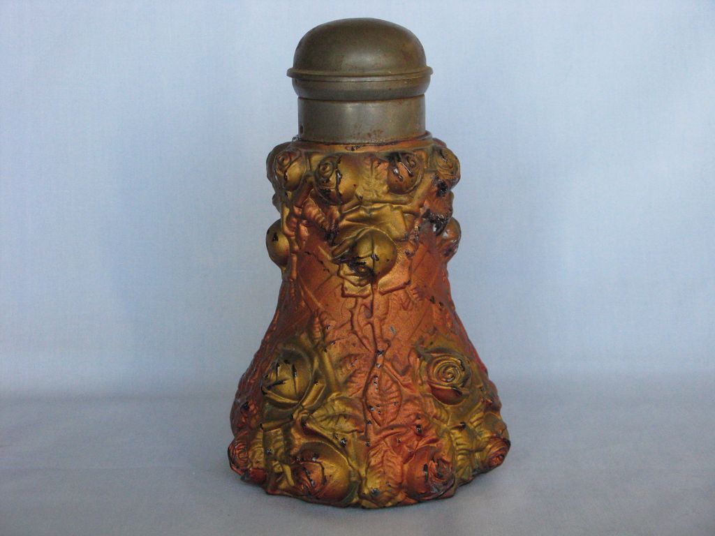 Goofus Glass Syrup Pitcher w/ Roses Goofus Glass Syrup Pitcher w/ Roses