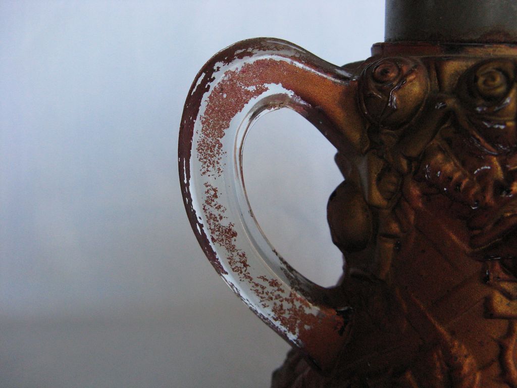 Goofus Glass Syrup Pitcher w/ Roses Goofus Glass Syrup Pitcher w/ Roses