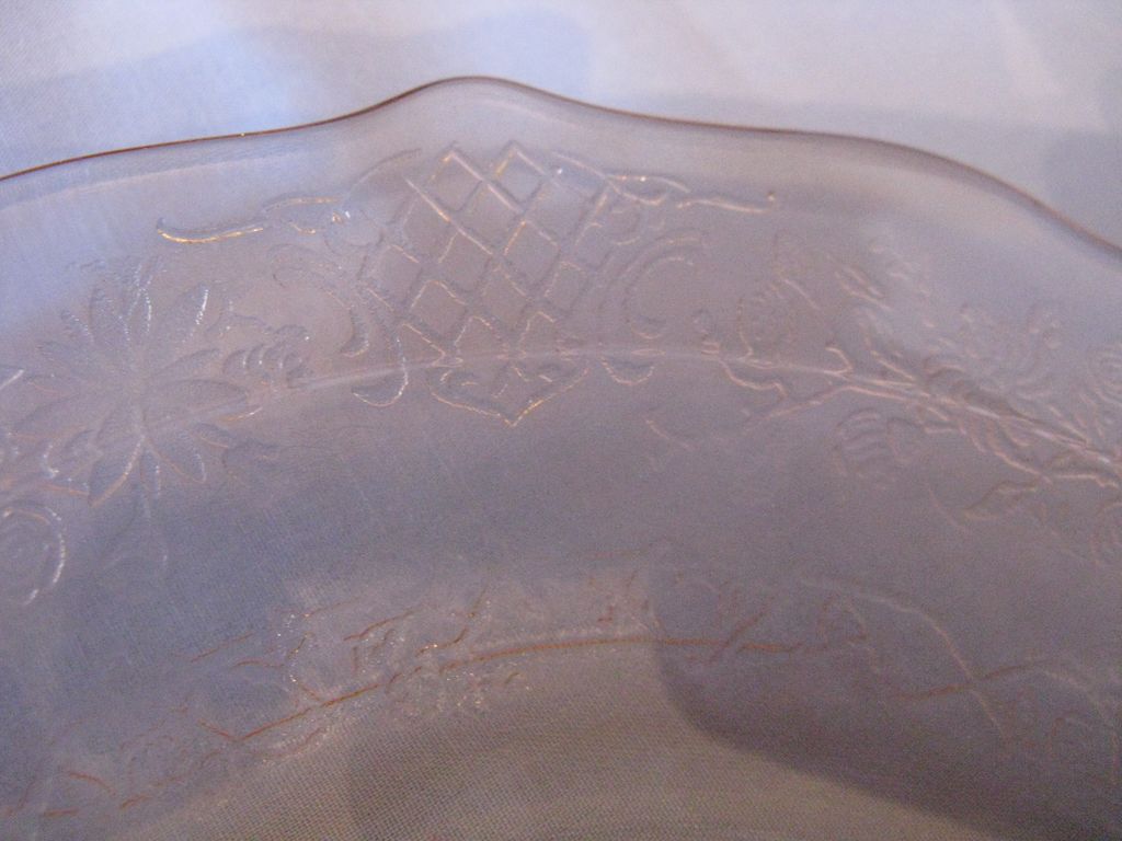 Depression Glass Pink Normandie "Bouquet And Lattice" Salad Plates Depression Glass Pink Normandie "Bouquet And Lattice" Salad Plates