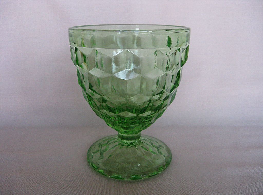 Depression Glass Green Cube "Cubist" Candy Jar Depression Glass Green Cube "Cubist" Candy Jar