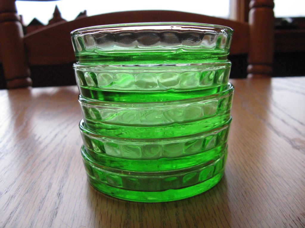 Depression Glass Green Cherry Blossom Coasters Depression Glass Green Cherry Blossom Coasters