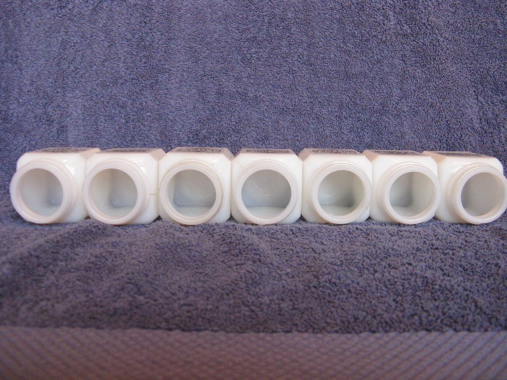 McKee Milk Glass Spice Jars and Wall Hanging Rack McKee Milk Glass Spice Jars and Wall Hanging Rack