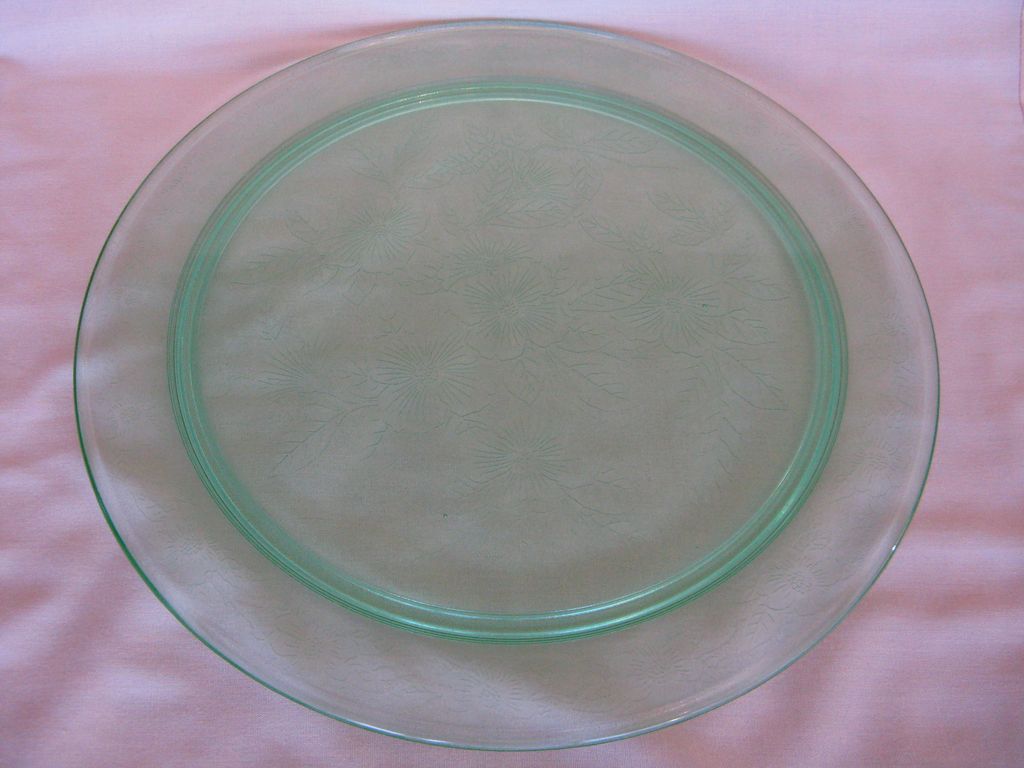 MacBeth-Evans Green Dogwood "Apple Blossom" Cake Plate MacBeth-Evans Green Dogwood "Apple Blossom" Cake Plate