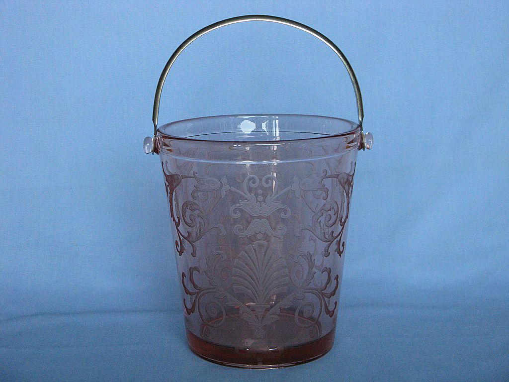 Fostoria Glass Pink Versailles Ice Bucket Fostoria Glass Pink Versailles Ice Bucket