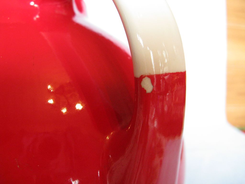 Hall China Red Kitchenware Ball jug, #3, "No Blue" Hall China Red Kitchenware Ball jug, #3, "No Blue"
