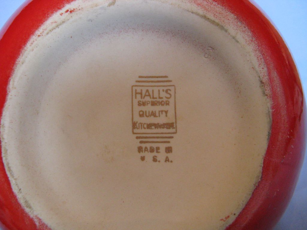 Hall China Red Kitchenware Ball jug, #3, "No Blue" Hall China Red Kitchenware Ball jug, #3, "No Blue"