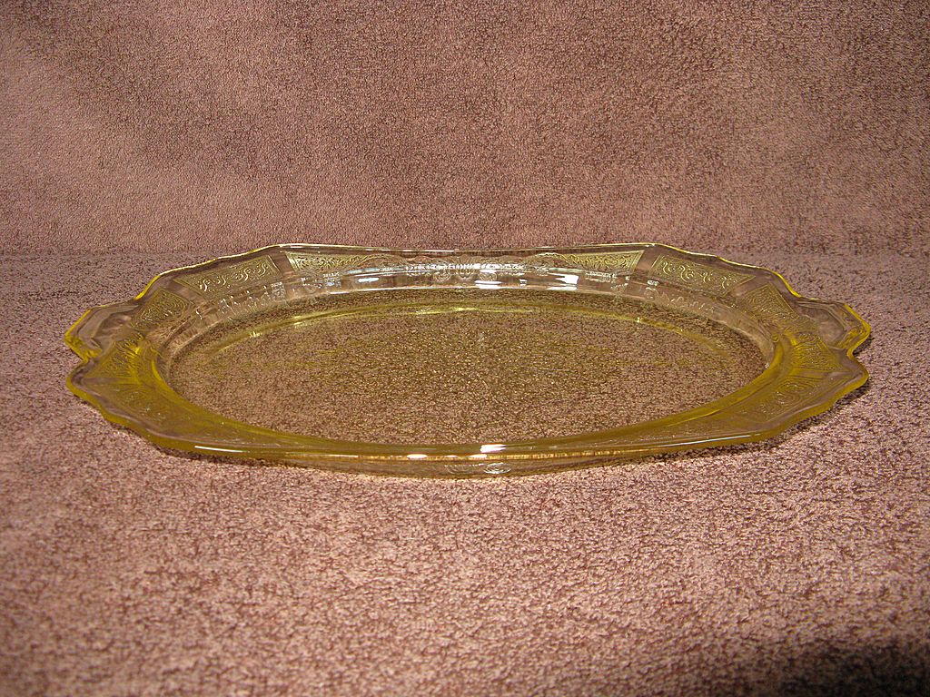 Depression Glass Topaz Yellow Princess Platter Depression Glass Topaz Yellow Princess Platter