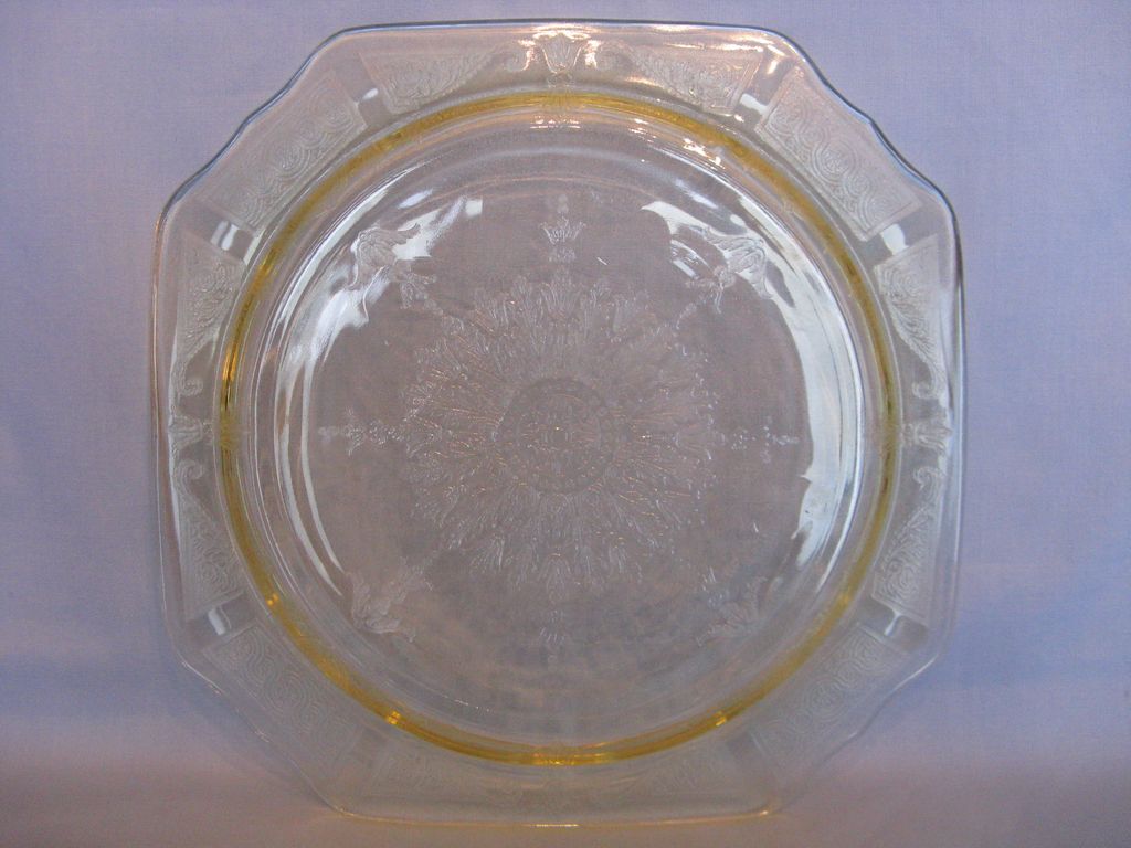 Depression Glass Topaz Yellow Princess Dinner Plates Depression Glass Topaz Yellow Princess Dinner Plates