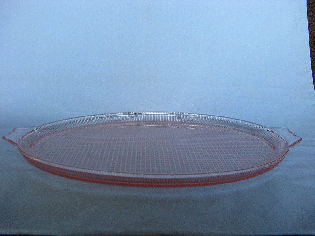 Depression Glass Pink Homespun "Fine Rib" Platter Depression Glass Pink Homespun "Fine Rib" Platter