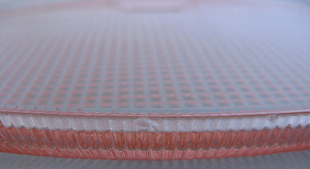 Depression Glass Pink Homespun "Fine Rib" Platter Depression Glass Pink Homespun "Fine Rib" Platter