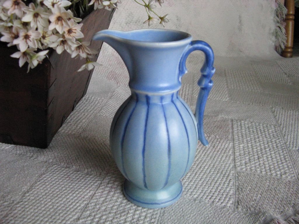 Stangl Blue Pottery Ribbed Pitcher / Ewer Stangl Blue Pottery Ribbed Pitcher / Ewer