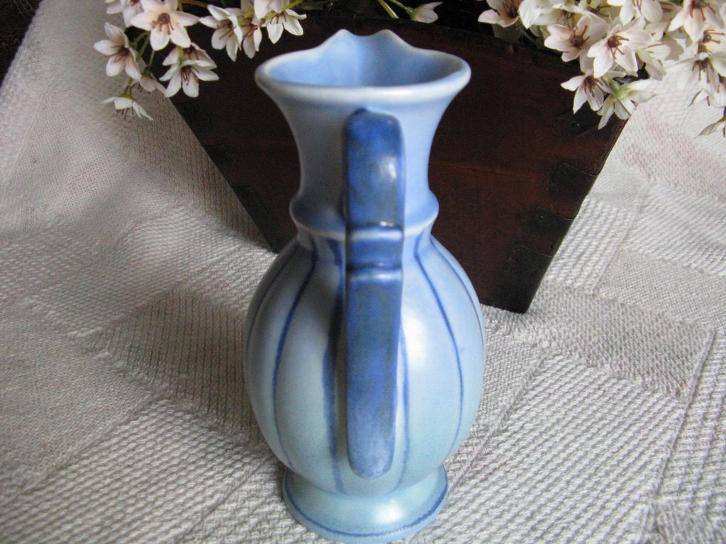 Stangl Blue Pottery Ribbed Pitcher / Ewer Stangl Blue Pottery Ribbed Pitcher / Ewer