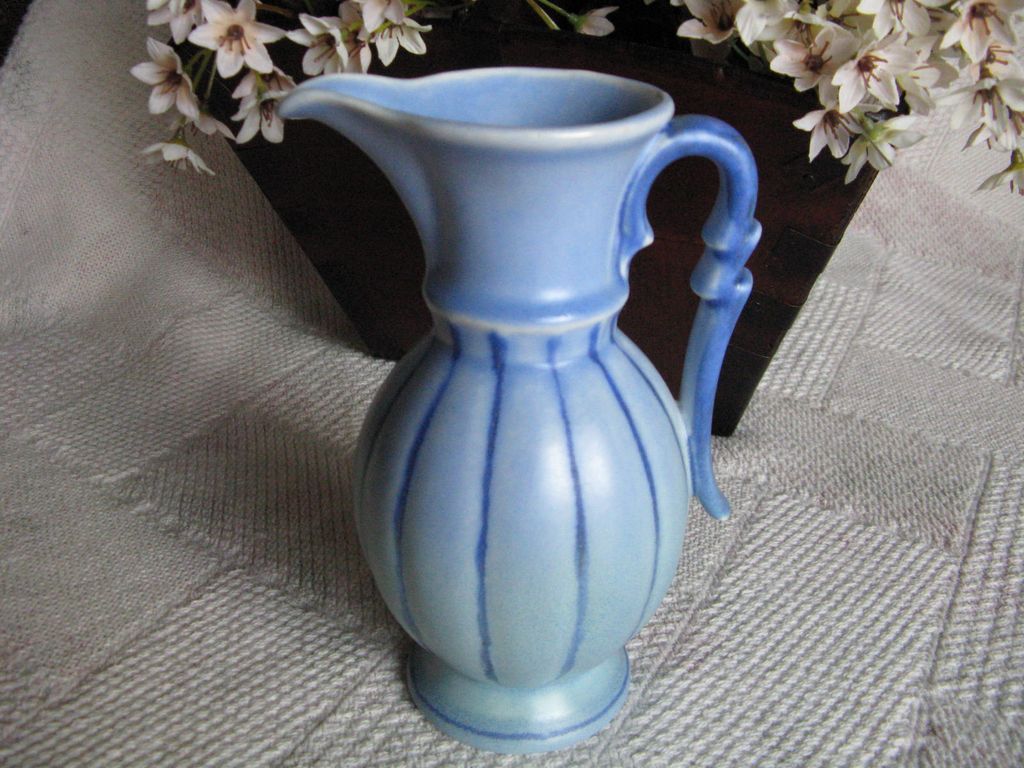 Stangl Blue Pottery Ribbed Pitcher / Ewer Stangl Blue Pottery Ribbed Pitcher / Ewer