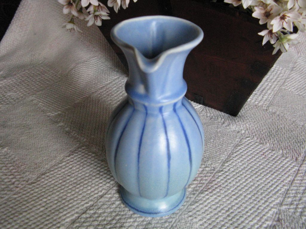 Stangl Blue Pottery Ribbed Pitcher / Ewer Stangl Blue Pottery Ribbed Pitcher / Ewer