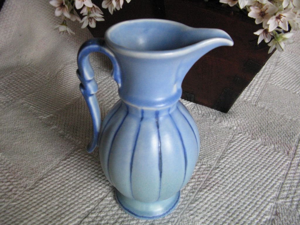 Stangl Blue Pottery Ribbed Pitcher / Ewer Stangl Blue Pottery Ribbed Pitcher / Ewer
