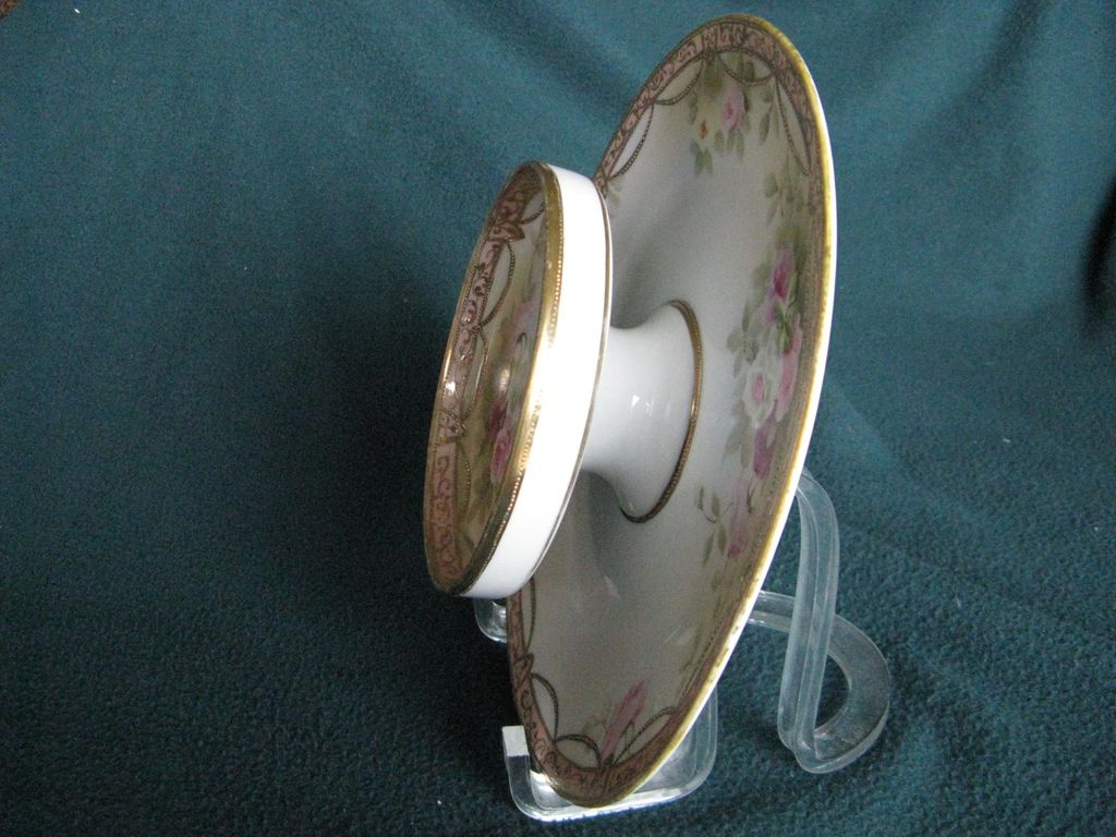 Early Hand Painted Nippon Plate and Bowl With Raised Gold Beading Early Hand Painted Nippon Plate and Bowl With Raised Gold Beading