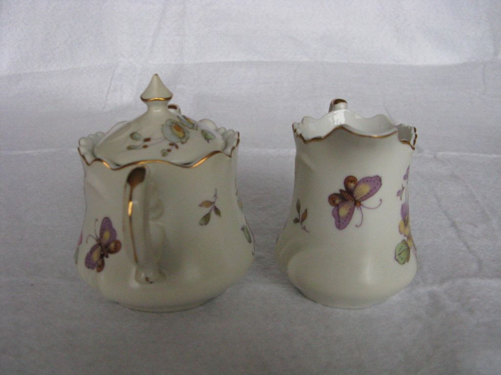Lefton China Hand Painted Spring Bouquet Butterfly Creamer & Sugar Lefton China Hand Painted Spring Bouquet Butterfly Creamer & Sugar