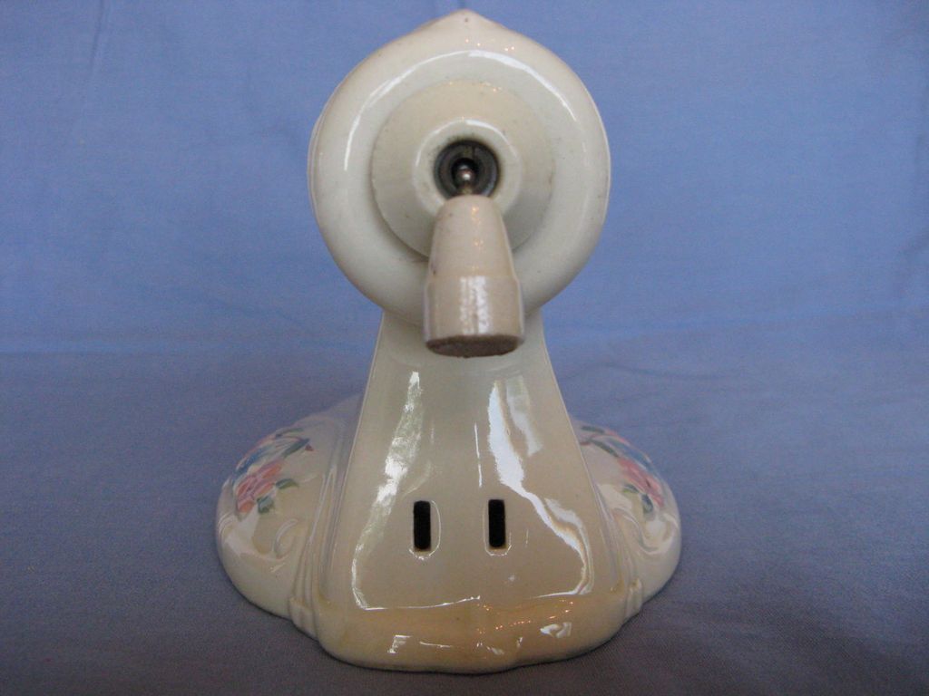 Porcelier Wall Sconce With Hand Painted Flowers Porcelier Wall Sconce With Hand Painted Flowers