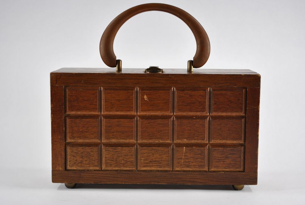 Wooden Raised Panel Purse circa 1960's - 1970's Wooden Raised Panel Purse circa 1960's - 1970's