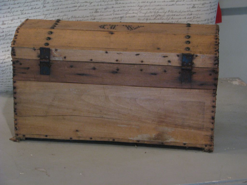 French Antique Dome Document Box w/ Brass Tacks French Antique Dome Document Box w/ Brass Tacks