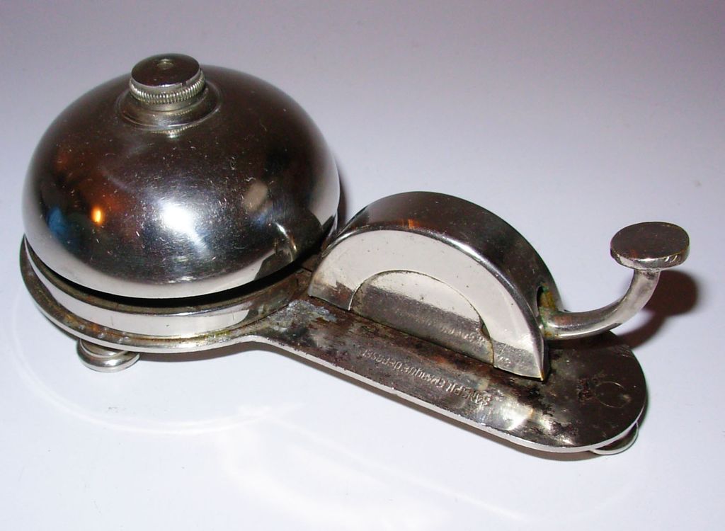 Vintage French Desk Bell or Service Bell Chrome from dturiantiques on