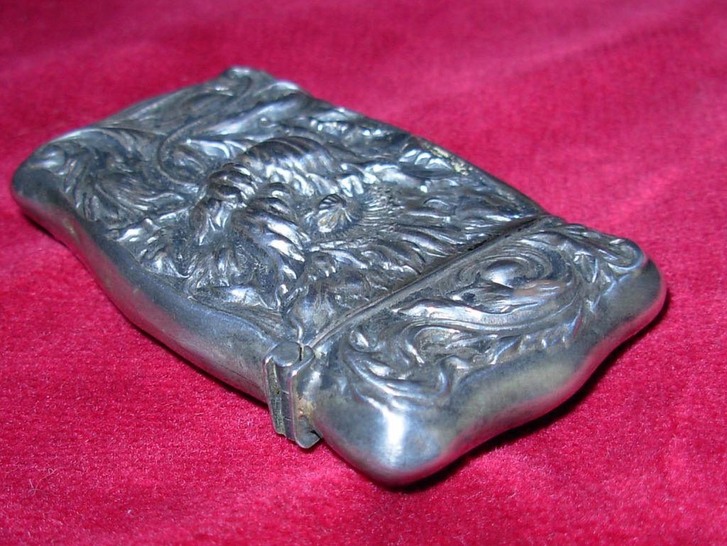 Antique Sterling Silver Match Safe or Vesta with Floral Design Antique Sterling Silver Match Safe or Vesta with Floral Design