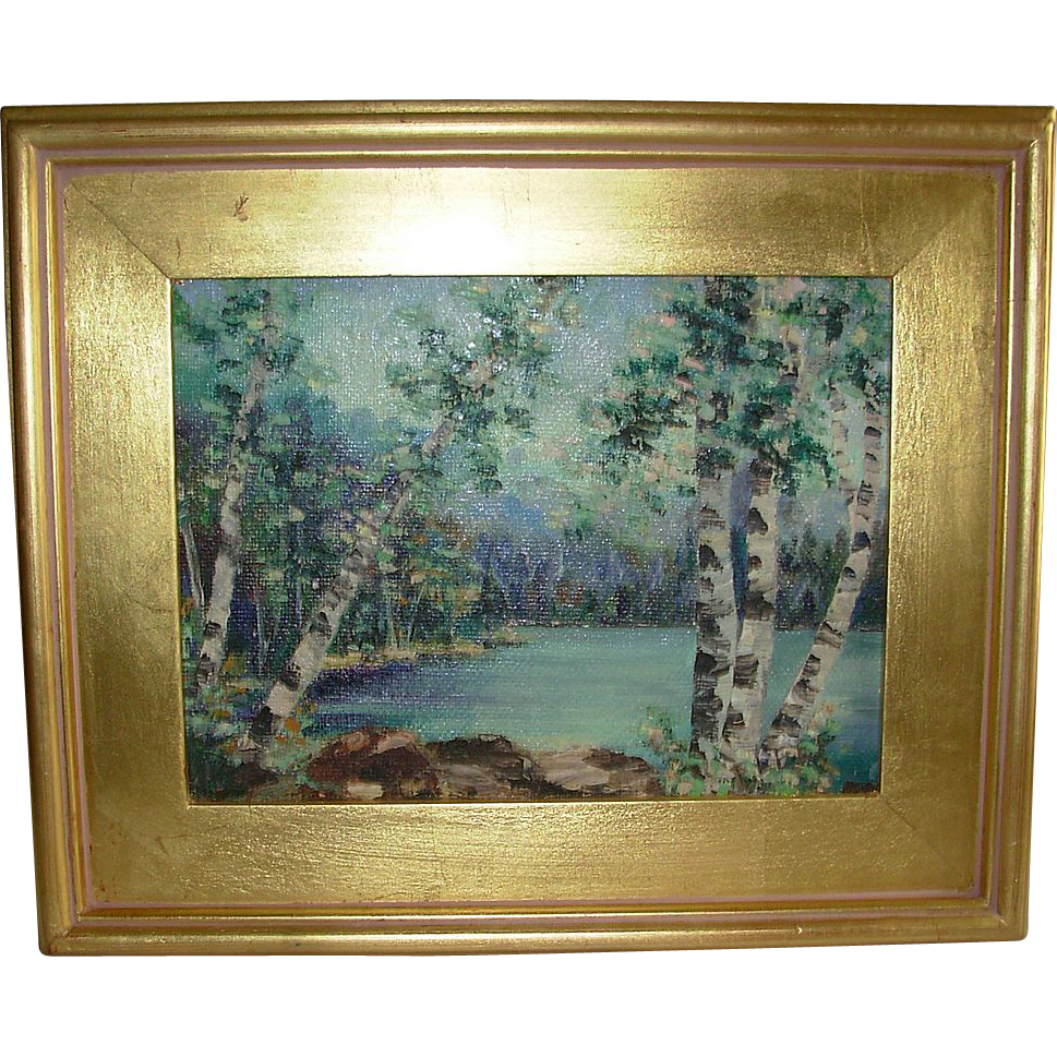 Impressionist Oil on Board Birch Trees Impressionist Oil on Board Birch Trees