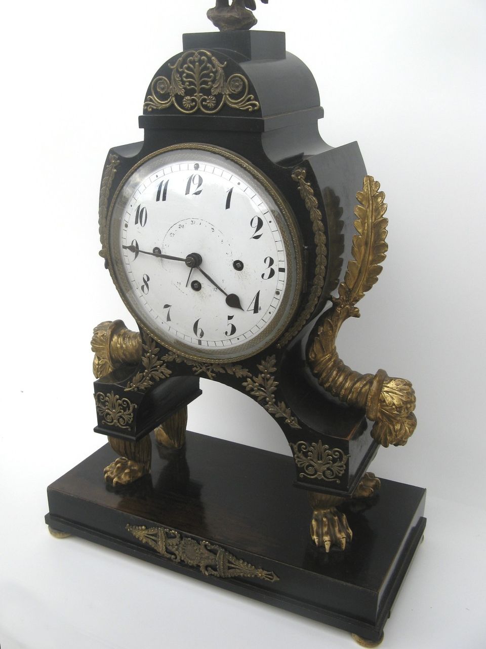 French Ebonized Empire Mantel Clock French Ebonized Empire Mantel Clock