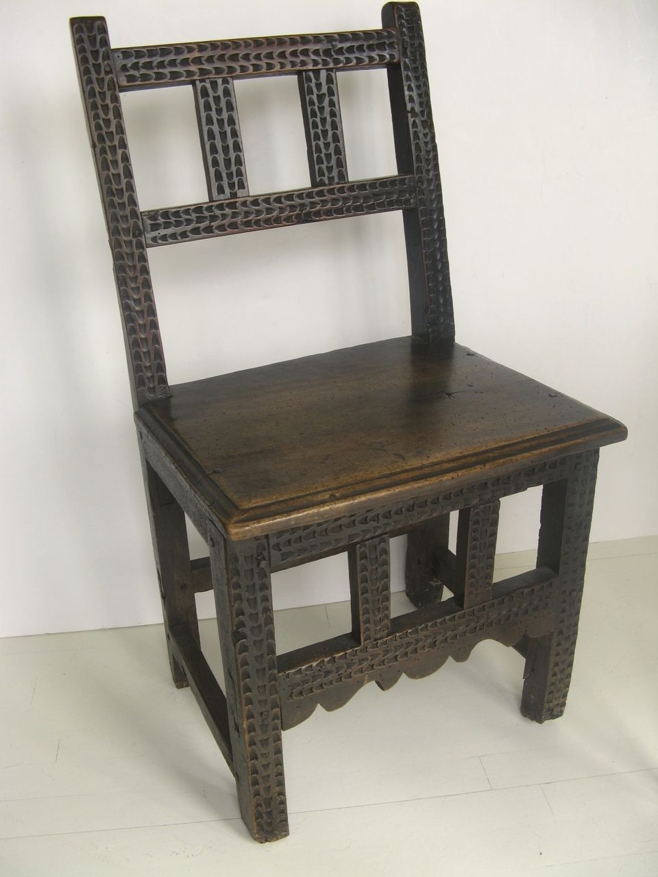 Spanish Colonial Chip Carved Mortise and Tenon Chair from blacktulip on Ruby Lane