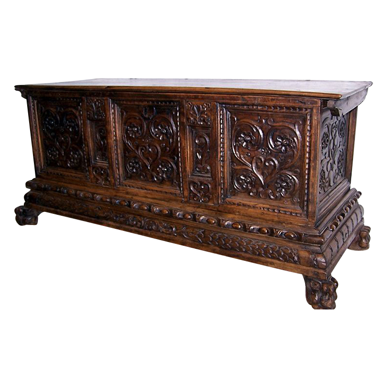 Italian Carved Walnut Cassone Italian Carved Walnut Cassone