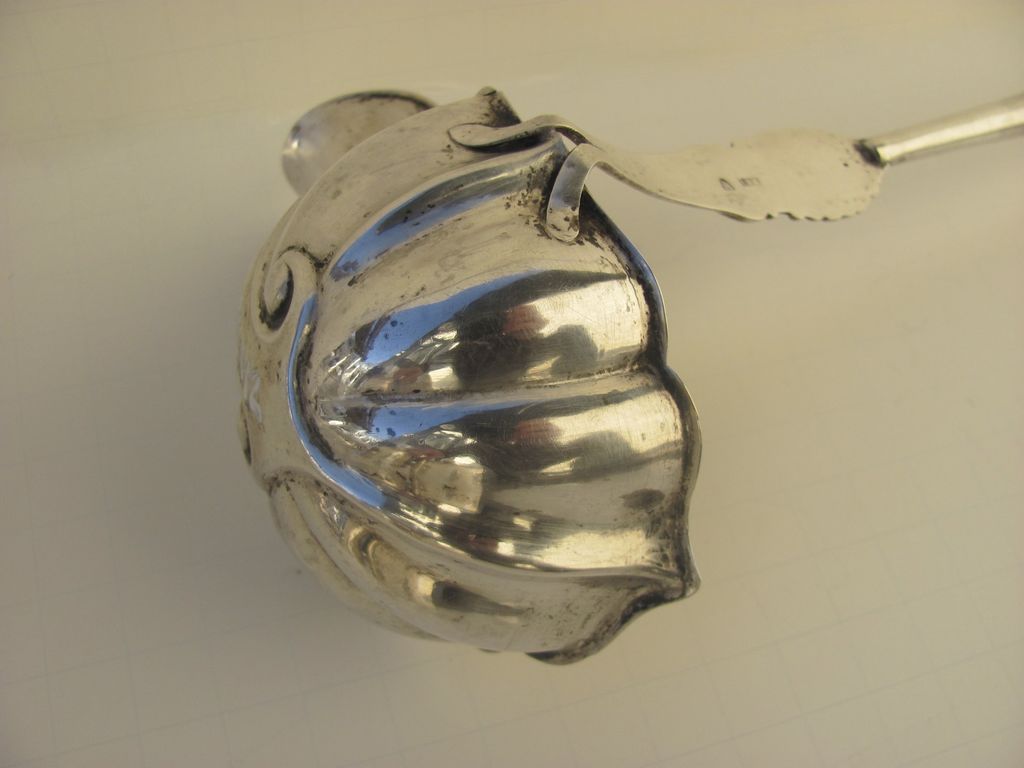 Austrian Silver Ladle with Turned and Pierced Ivory Handle Austrian Silver Ladle with Turned and Pierced Ivory Handle
