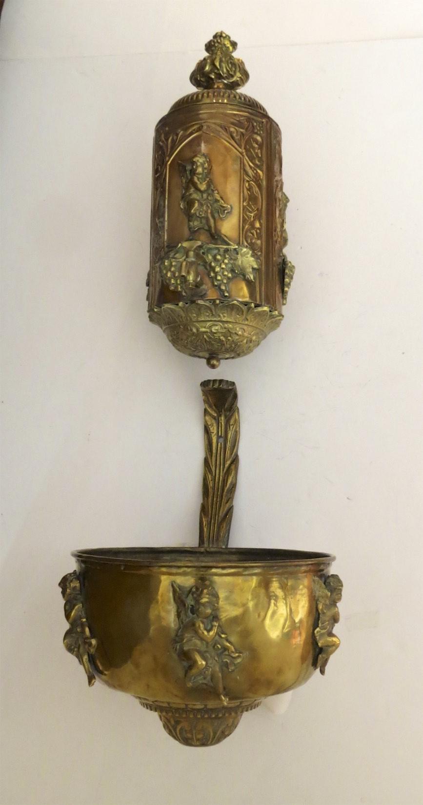 French Brass and Copper Lavabo Angels Putti French Brass and Copper Lavabo Angels Putti