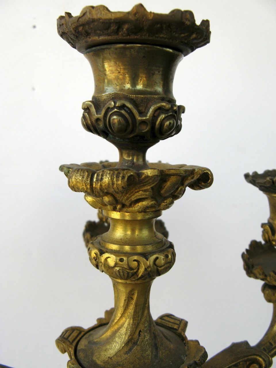 French Gilt Brass Candelabra with Wonderful Detail French Gilt Brass Candelabra with Wonderful Detail