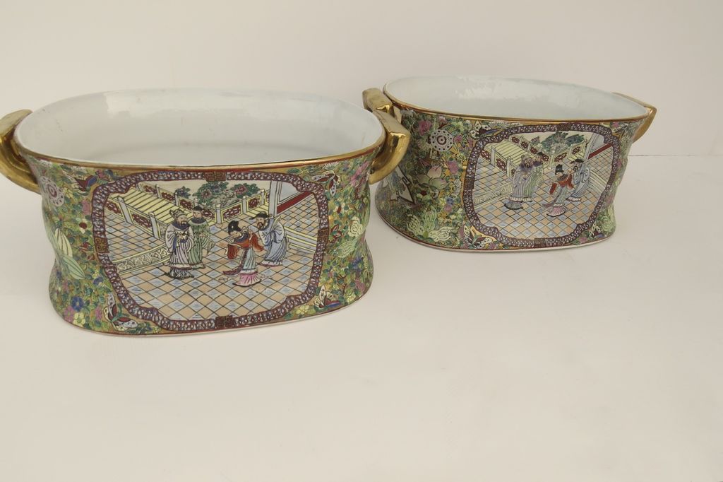 Pair Vintage Chinese Reproduction Foot Bath from blacktulip on Ruby Lane