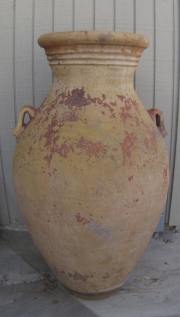 Large Vintage Terra Cotta Garden Pot Urn Side Handles 44" Tall AR.43