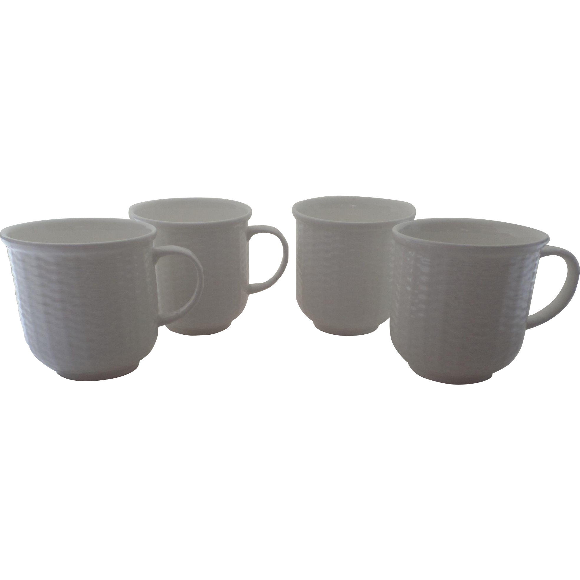 Set of Four (4) Wedgwood Nantucket Basket Weave White Mugs from