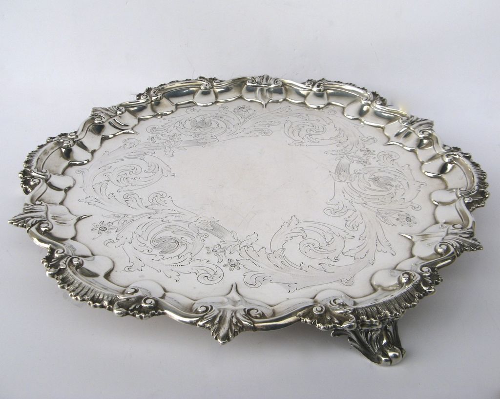 Silver Footed Salver by John Tapley 1843 15" Silver Footed Salver by John Tapley 1843 15"