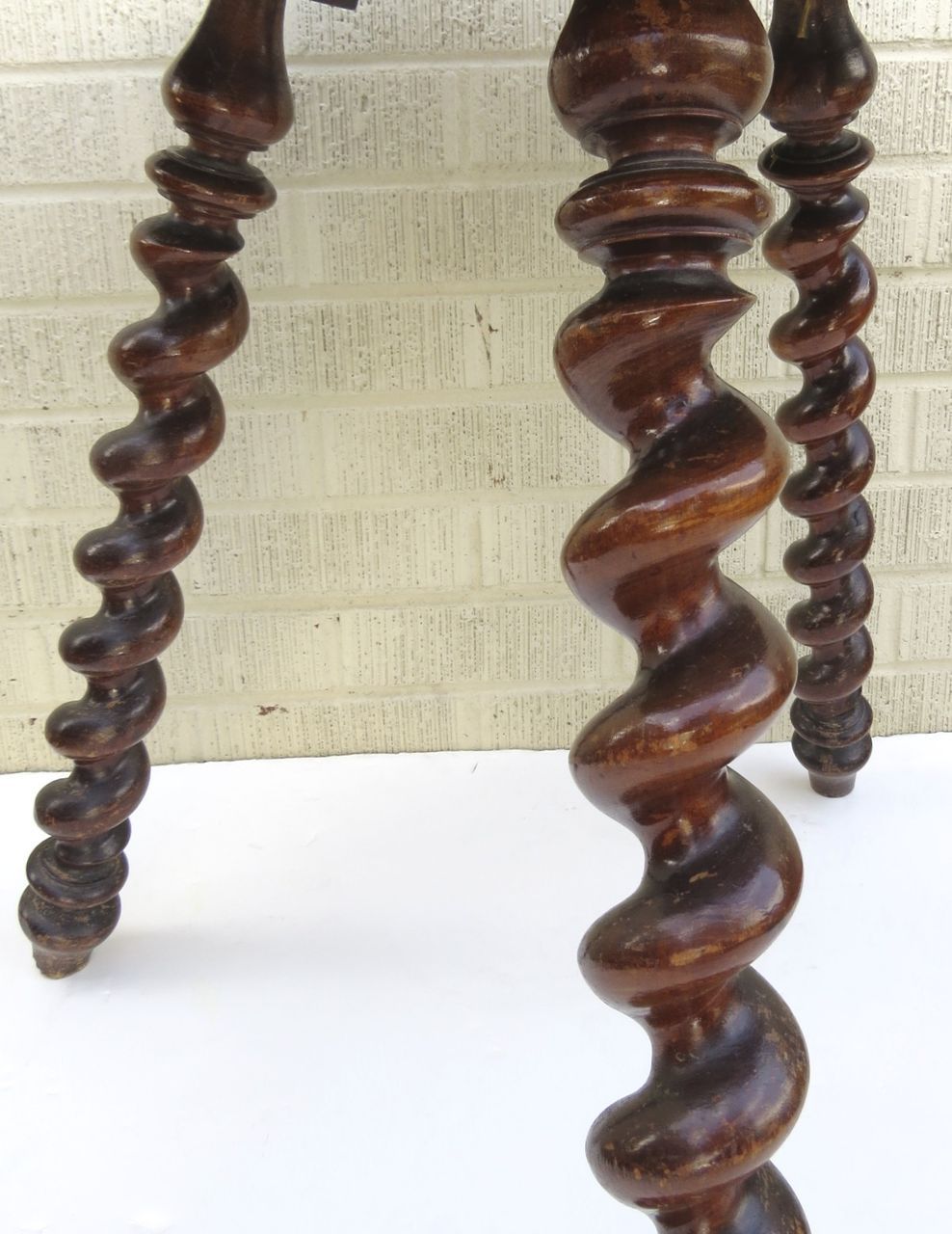 English Barley Twist Leg Octagonal Top Table from blacktulip on Ruby Lane