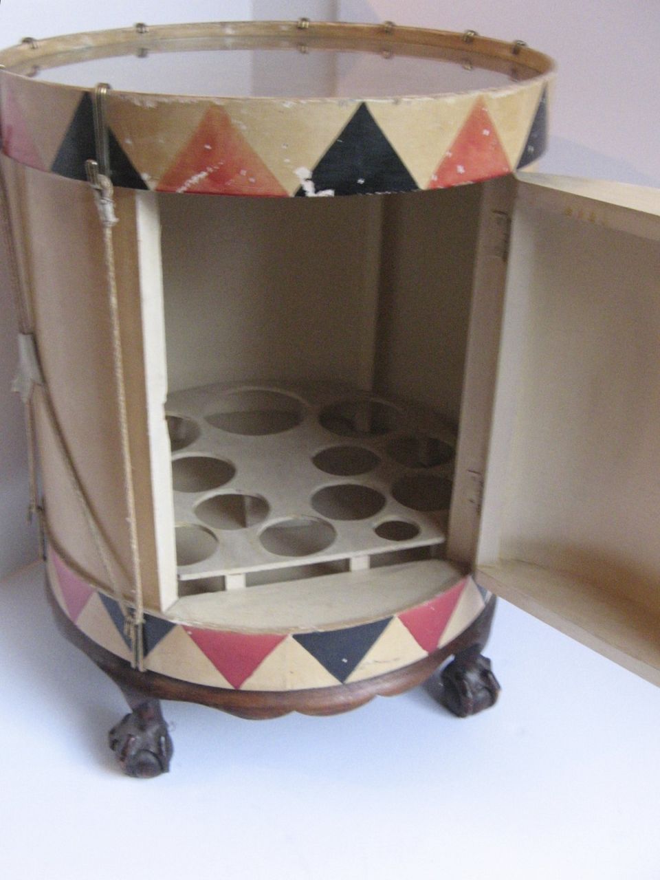 Table Painted to Look Like Regimental Drum Table Painted to Look Like Regimental Drum