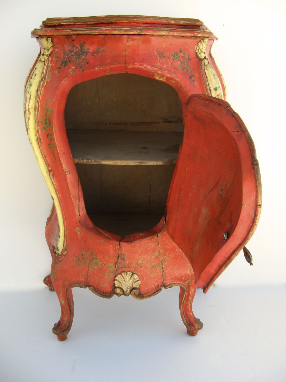 Venetian Small Bombe One Door Side Cabinet 19th Century Venetian Small Bombe One Door Side Cabinet 19th Century