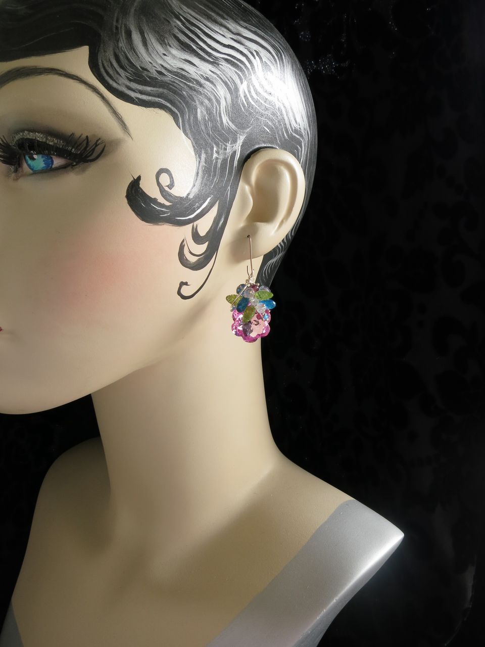 Pink topaz earrings sterling silver peridot apatite garnet moonstone flower --Blossom-- Pink topaz earrings sterling silver peridot apatite garnet moonstone flower --Blossom--